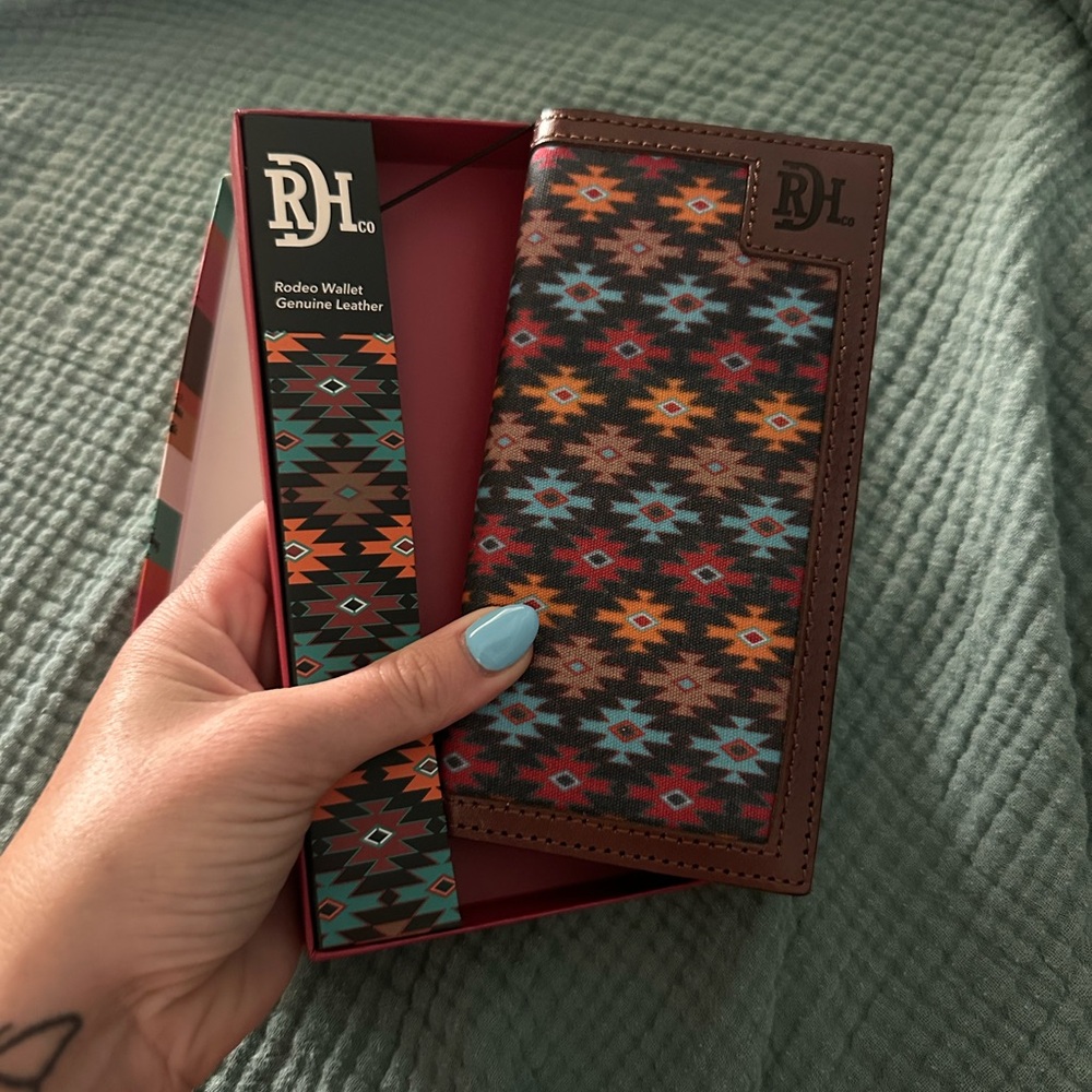 Red Dirt Hat Co. Aztec Pattern Genuine Leather Wallet